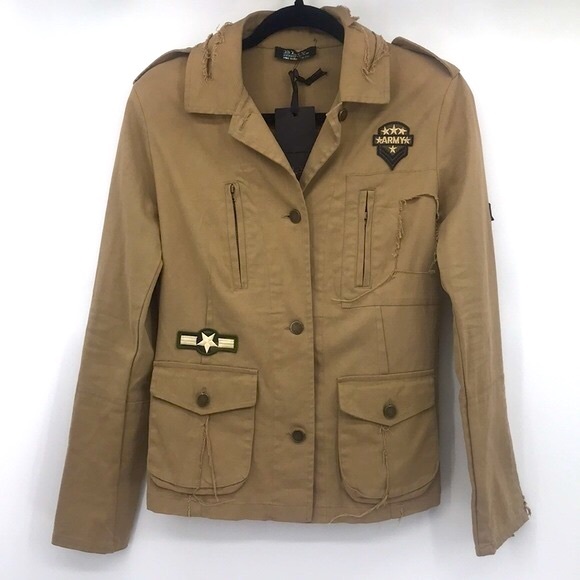 New Vintage Y2K Distressed Deconstructed Army Military Made In Italy Jacket NWT - Picture 2 of 16